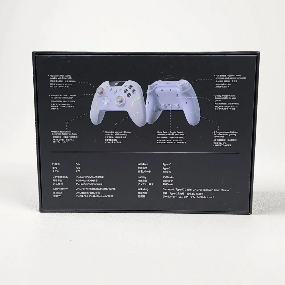 EasySMX X20 Wireless Gaming Controller RGB Hall Effect PC Switch Android White